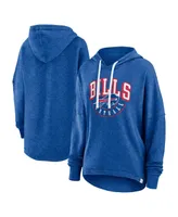 Women's Fanatics Royal Distressed Buffalo Bills Lightweight Modest Crop Lounge Helmet Arch Pullover Hoodie