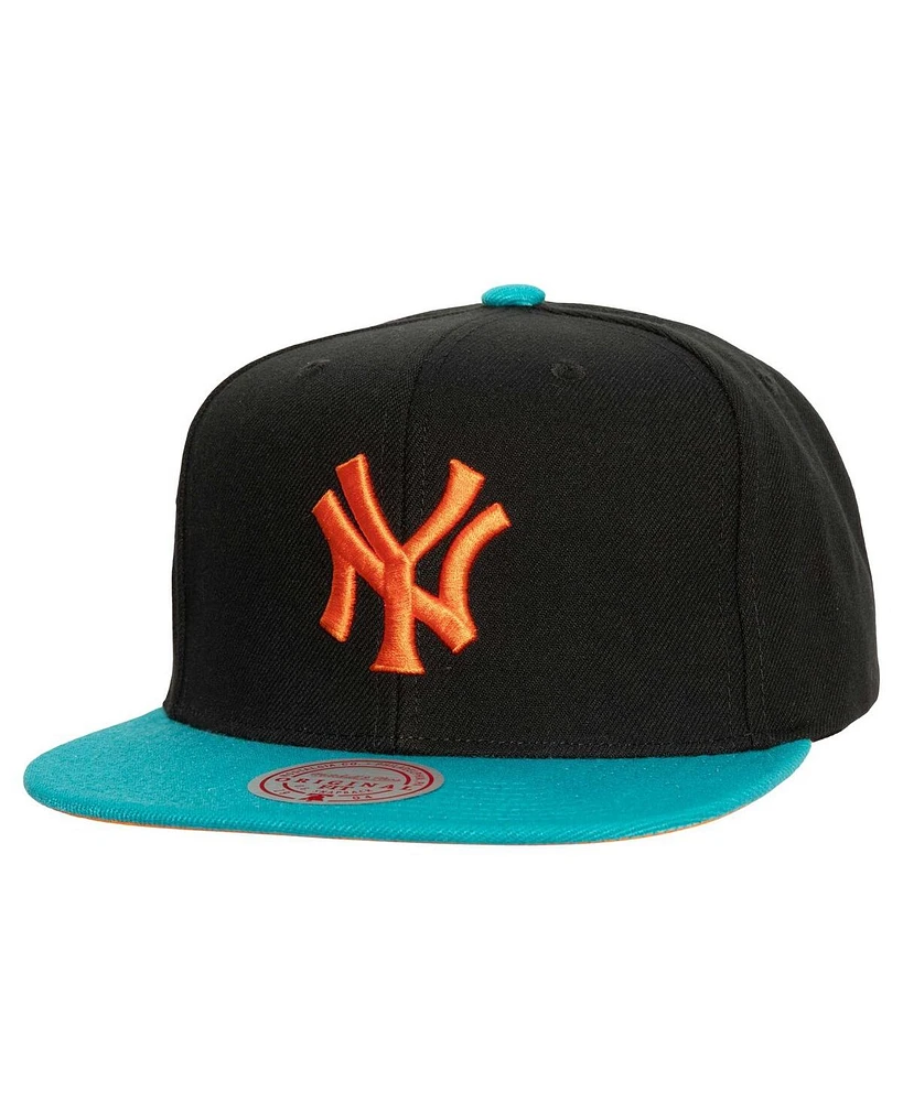 Men's Mitchell & Ness Black, Teal New York Yankees Citrus Cooler Snapback Hat