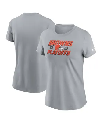 Women's Nike Gray Cleveland Browns 2023 Nfl Playoffs Iconic T-shirt