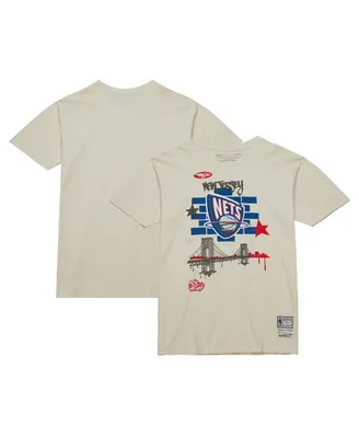 Men's Mitchell & Ness x Tats Cru Cream New Jersey Nets Hardwood Classics City T-shirt