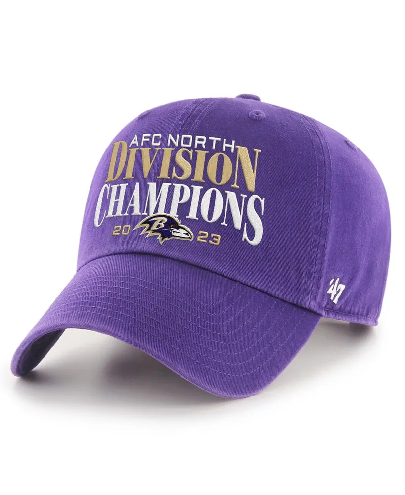 Men's '47 Brand Purple Baltimore Ravens 2023 Afc North Division Champions Clean Up Adjustable Hat