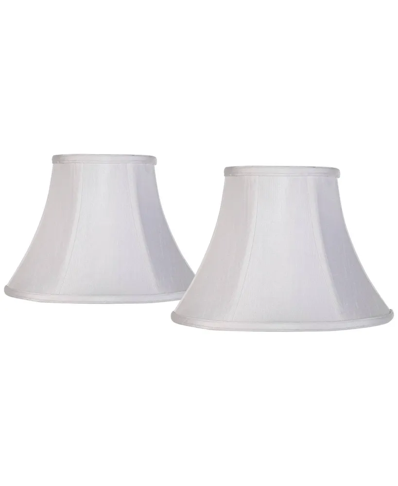 Set of 2 Bell Lamp Shades White Small 6" Top x 12" Bottom x 9" Slant x 8.5" High Spider with Replacement Harp and Finial Fitting - Imperial Shade