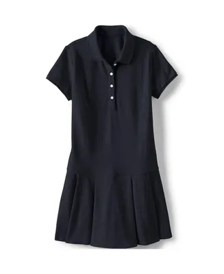 Lands' End Big Girls School Uniform Short Sleeve Mesh Pleated Polo Dress