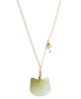 seree Choupette — Cat green jade pendant necklace