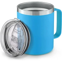 Zulay Kitchen 12 oz Insulated Coffee Mug with Lid - Stainless Steel Camping Tumbler Handle