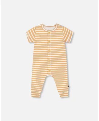 Baby Boy Organic Cotton Jumpsuit Sand Stripe - Infant