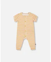 Baby Boy Organic Cotton Jumpsuit Sand Stripe - Infant