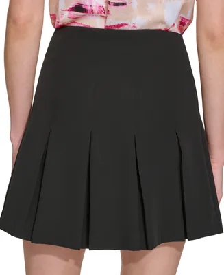 Dkny Petite Pleated Side-Zip Mini Skirt