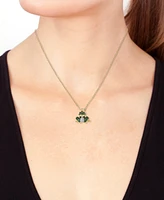 Effy Tsavorite (3/8 ct. t.w.), White Diamond (1/10 ct. t.w.) & Black Diamond Accent Frog Prince 18" Pendant Necklace in 14k Gold