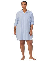 Lauren Ralph Plus Long-Sleeve Roll-Tab His Shirt Sleepshirt