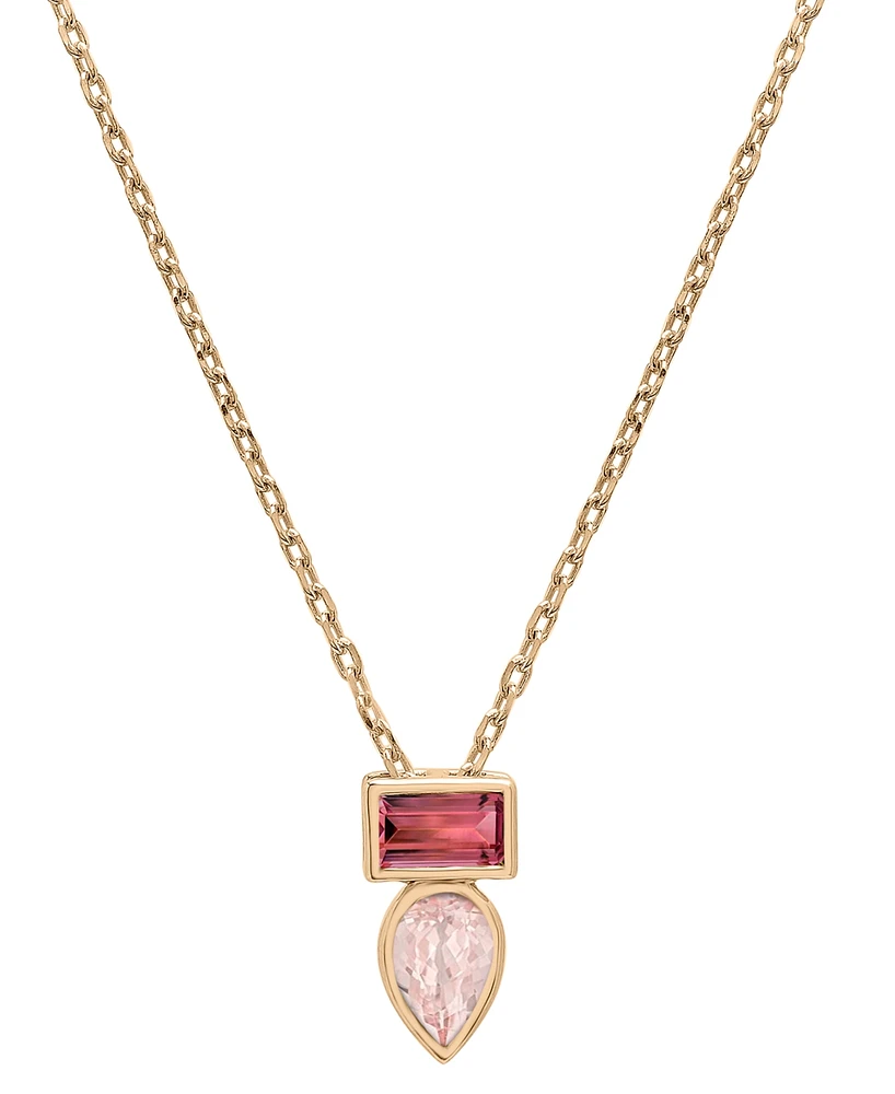 Audrey by Aurate Peridot (3/8 ct. t.w.) & Green Tourmaline (1/3 Bezel 18" Pendant Necklace Gold Vermeil (Also available Morganite Pi