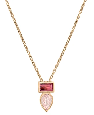 Audrey by Aurate Peridot (3/8 ct. t.w.) & Green Tourmaline (1/3 Bezel 18" Pendant Necklace Gold Vermeil (Also available Morganite Pi
