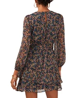 Msk Petite Floral Print Blouson-Sleeve Fit & Flare Dress