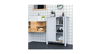 2-Door Bathroom Floor Storage Cabinet with Adjustable Shelf