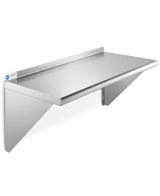 Gridmann 12" x 24" Nsf Stainless Steel Kitchen Wall Mount Shelf w/ Backsplash