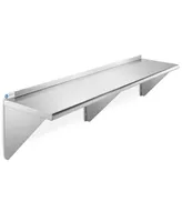 Gridmann 14" x 60" Nsf Stainless Steel Kitchen Wall Mount Shelf w/ Backsplash
