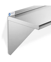 Gridmann 16 Gauge 12" x 48" Nsf Stainless Steel Kitchen Wall Mount Shelf w/ Backsplash