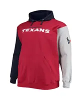 Men's Navy, Red Houston Texans Big and Tall Pullover Hoodie