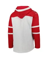 Men's '47 Brand Tampa Bay Buccaneers Heather Gray Historic Logo Gridiron Lace-Up Pullover Hoodie