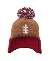 Infant Boys and Girls Brown Tampa Bay Buccaneers Football Head Knit Hat with Pom