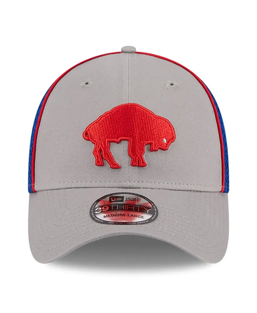 Men's New Era Gray Buffalo Bills Throwback Pipe 39THIRTY Flex Hat