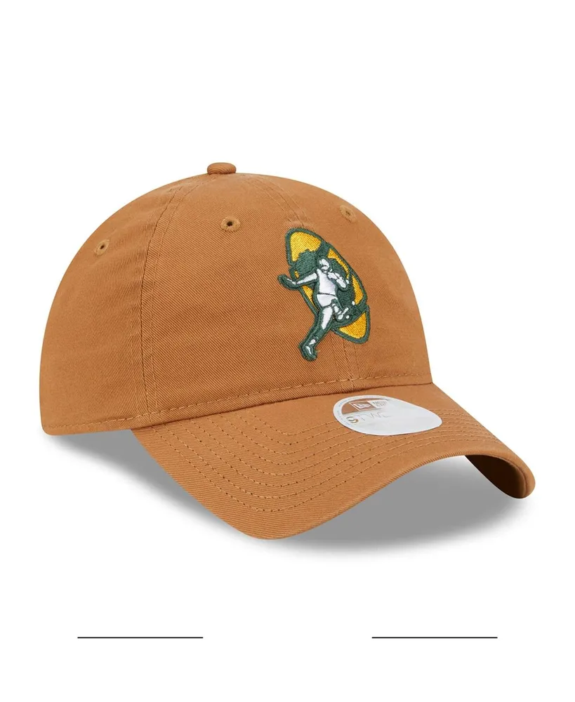 Women's New Era Brown Green Bay Packers Throwback Main Core Classic 2.0 9TWENTY Adjustable Hat