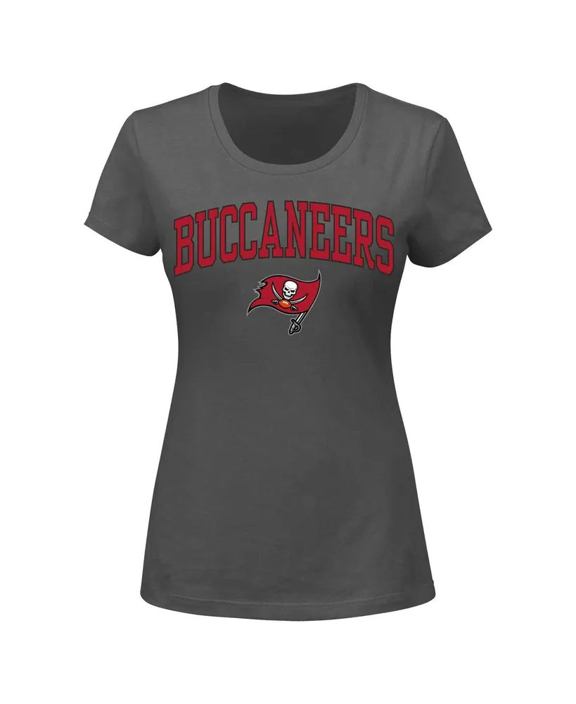 Women's Fanatics Heather Charcoal Tampa Bay Buccaneers Plus Arch Over Logo T-shirt