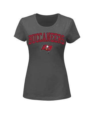 Women's Fanatics Heather Charcoal Tampa Bay Buccaneers Plus Arch Over Logo T-shirt