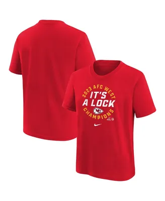 Big Boys Nike Red Kansas City Chiefs 2023 Afc West Division Champions Locker Room Trophy Collection T-shirt