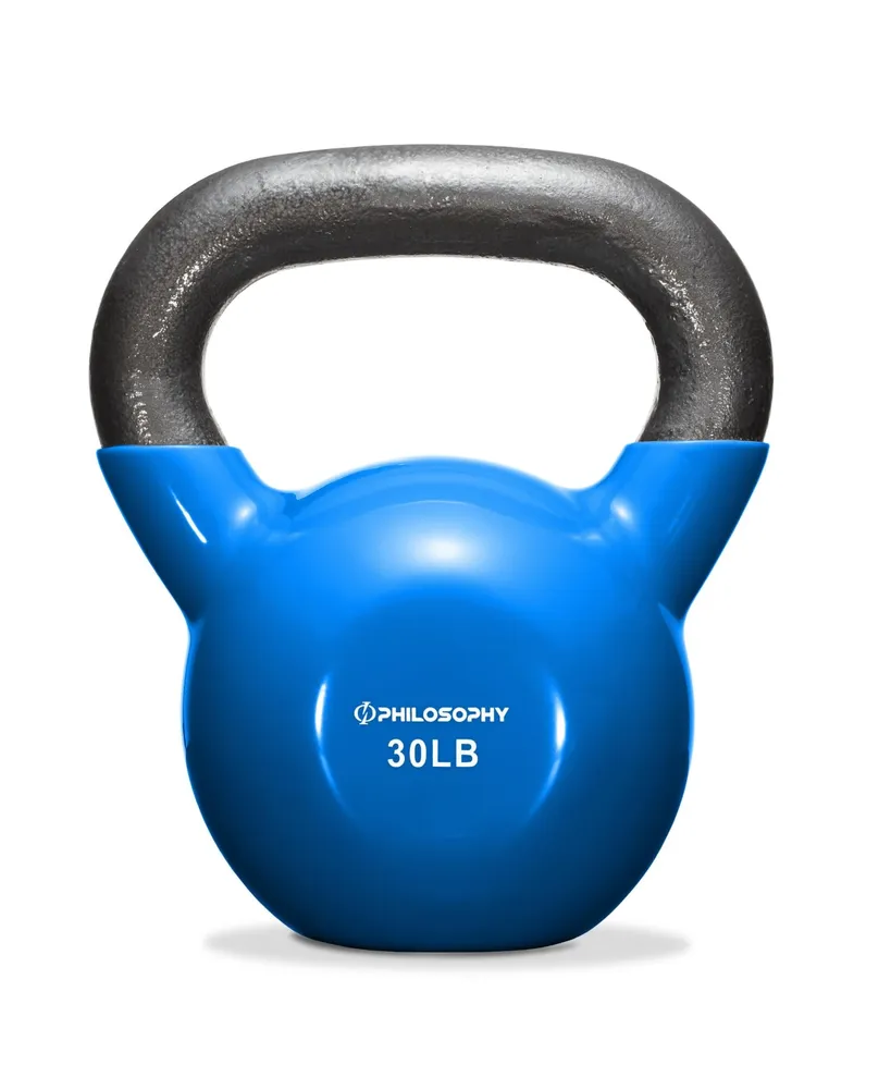 Philosophy Gym Vinyl Coated Cast Iron Kettle bell Weight 30 lbs - Blue