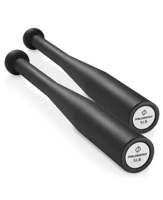 Philosophy Gym Lb Indian Clubs Pair- Weighted Steel Exercise Club Bells Set, Arm Strength Trainer