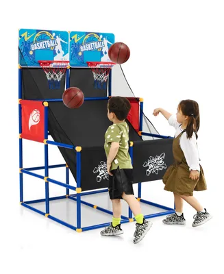Kids Dual Shot Basketball Arcade Game w/4 Balls Pump Easy Quick Assembling Gift
