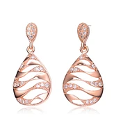 Unique Sterling Silver Clear Round Cubic Zirconia Drop Earrings