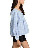 Lucky Brand Women's Cotton Plaid Popover Top