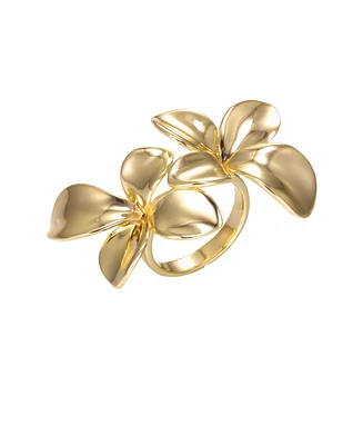 by Adina Eden Solid Double Flower Claw Ring