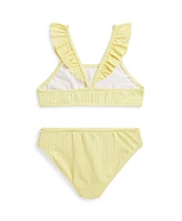 Polo Ralph Lauren Toddler and Little Girls Cable-Knit Ruffled Two-Piece Swimsuit