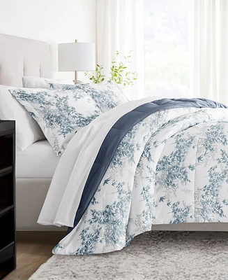 ienjoy Home Bamboo Leaves Blue -Piece Comforter Set