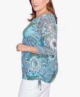 Ruby Rd. Plus Hummingbird Ocean Garden Mesh Top