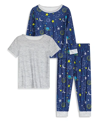 Max & Olivia Baby Boys Snug Fit Pajama with Pant, Long Sleeve T-shirt and Short T-shirt