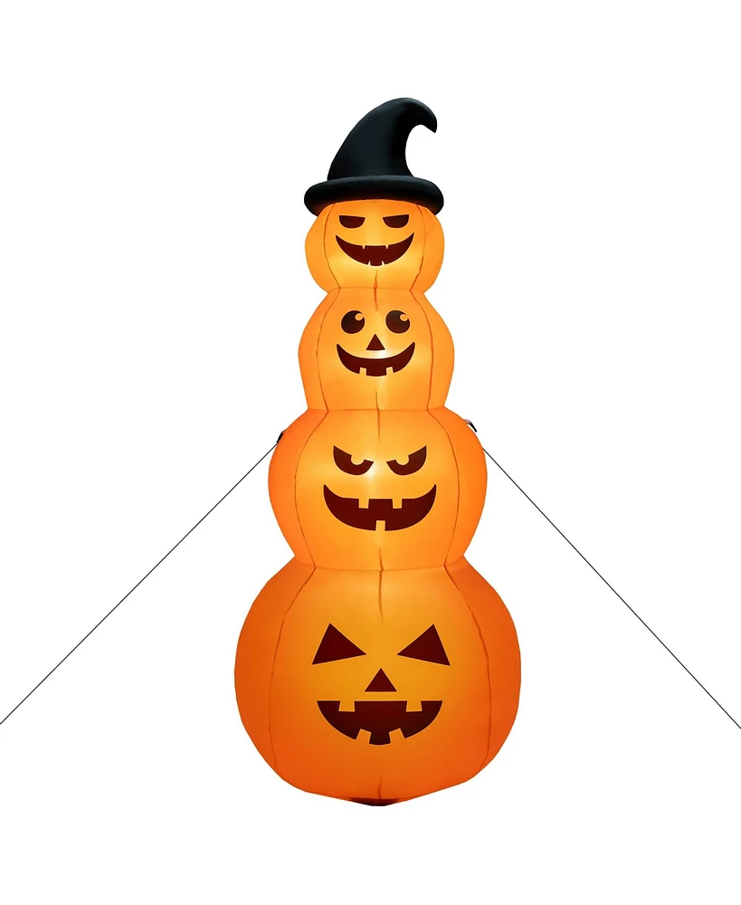 8 Feet Inflatable Halloween Pumpkins Stack with Built-in Led Lights