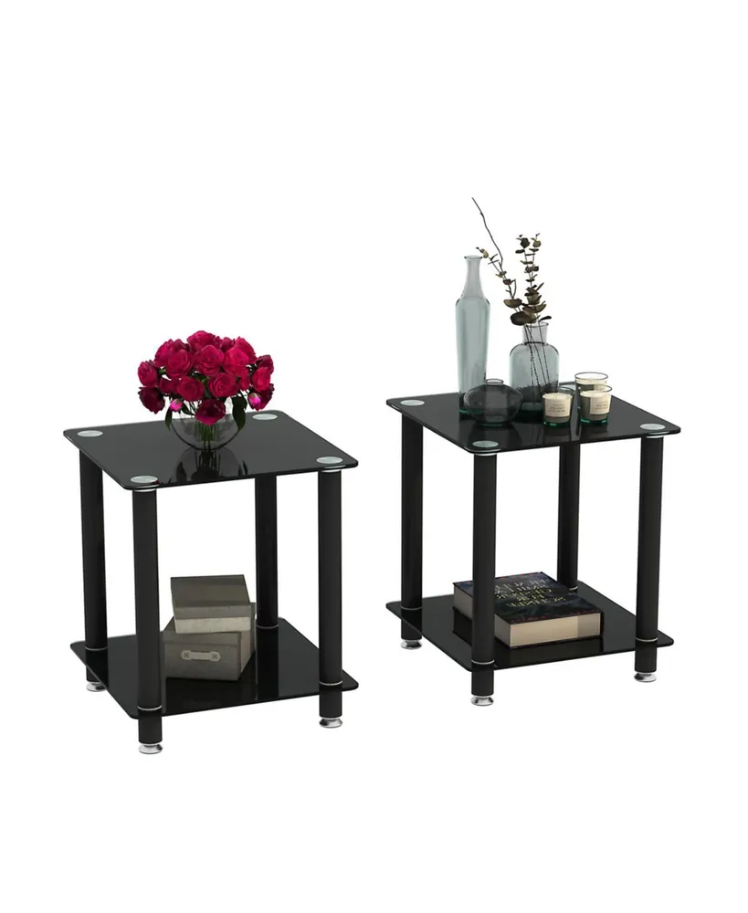 Simplie Fun Modern black table set with storage shelf