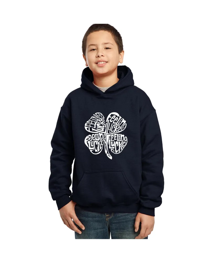 Boy's Word Art Hooded Sweatshirt - Feeling Lucky