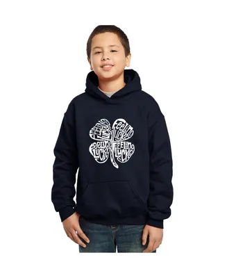 Boy's Word Art Hooded Sweatshirt - Feeling Lucky