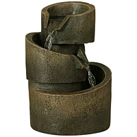 Modern Rustic Zen Indoor Cascading Small Tabletop Water Fountain 3-Tier Bronze Faux Stone 9 3/4" for Table Desk-Top Home Office Bedroom House Relaxati