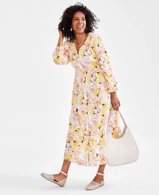 Style & Co Petite Printed Tiered Midi Dress, Created for Macy's