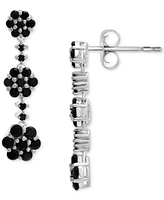 Black Sapphire Flower Triple Drop Earrings (1-3/4 ct. t.w.) in 14k White Gold