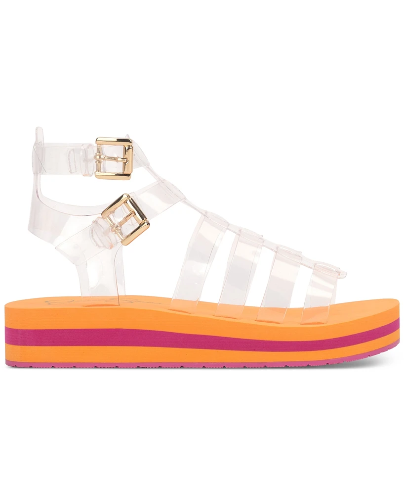 Jessica Simpson Women's Bimala Strappy Vinyl Platform Gladiator Sandals
