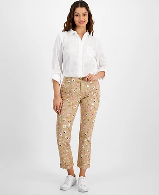 Tommy Hilfiger Women's Floral-Print Ditsy Hampton Chino Rolled-Cuff Pants