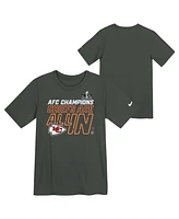 Big Boys and Girls Nike Anthracite Kansas City Chiefs 2023 Afc Champions Locker Room Trophy Collection T-shirt