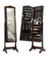 Sugift 14 Led Jewelry Armoire Cabinet with Full Length Mirror and 4 Tilting Angles